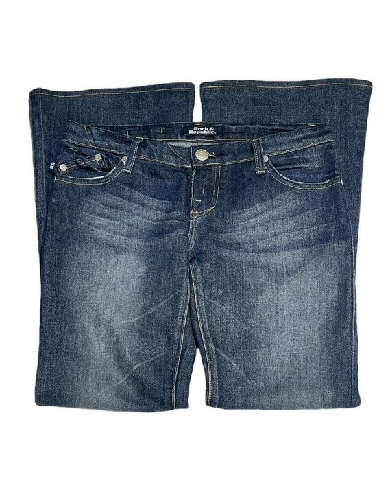 Rock abd Republic Denim - Rock & Republic Women's Flared-Leg Jeans Dark Wash Denim Size 29